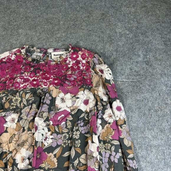 Savanna Jane Top Womens Small Floral Embroidered Multicolored Peasant Boho - Picture 4 of 9